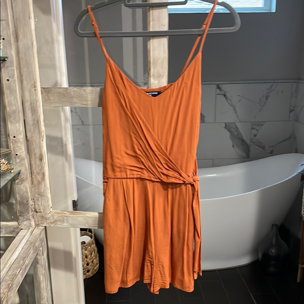 Orange Spaghetti Strap Romper